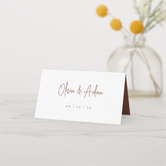 Carte De Placement Rouille | Mariage de script manuscrit moderne (Dos)