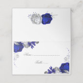 Carte De Placement royal bleu & argent fleurs botanique carte place (Extérieur déplié)