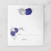 Carte De Placement royal bleu & argent fleurs botaniques (Extérieur déplié)