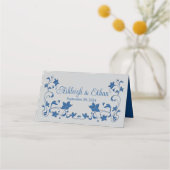 Carte De Placement Royal Blue, Argent, Grey Love Hearts Mariage (Dos)