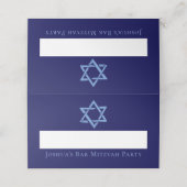 Carte De Placement Royal Blue Bar Mitzvah Party Star de David (Extérieur déplié)