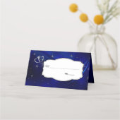 Carte De Placement Royal Blue Stars & Silver Hearts Mariage (Devant)