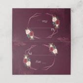 Carte De Placement Royal Bourgogne Floral Mariage géométrique (Extérieur déplié)