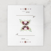 Carte De Placement Royal Burgundy Marsala Floral Numéro de tableau (Extérieur déplié)