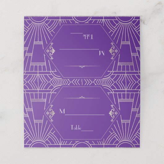 Carte De Placement Royal Purple Silver Great Gatsby Mariage des année (Extérieur déplié)