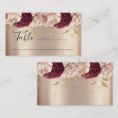 Carte De Placement RSVP de mariage gouttes de fleurs rose Marsala (Devant / Derrière)