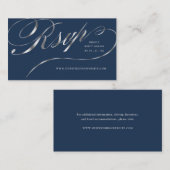 Carte De Placement RSVP Elegant Silver Script Mariage en ligne Insert (Devant / Derrière)