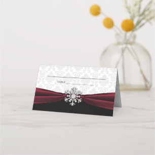 Carte De Placement Ruban de Bourgogne Mariage d'hiver