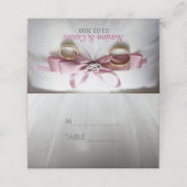 Carte De Placement Ruban Rose Et Bagues Mariages (Extérieur déplié)