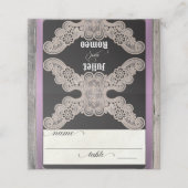 Carte De Placement Ruban rustique & Dentelle - Lavande (Extérieur déplié)