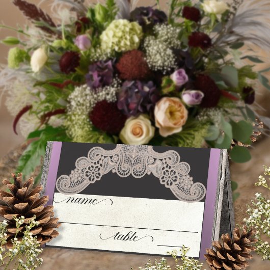 Carte De Placement Ruban rustique & Dentelle - Lavande