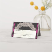 Carte De Placement Ruban rustique & Dentelle - Prune (Devant)