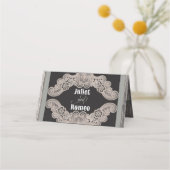 Carte De Placement Ruban rustique & Dentelle - Sauge (Dos)