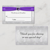 Carte De Placement Rubans argentés et violets Gemstones Placer les ca (Devant / Derrière)