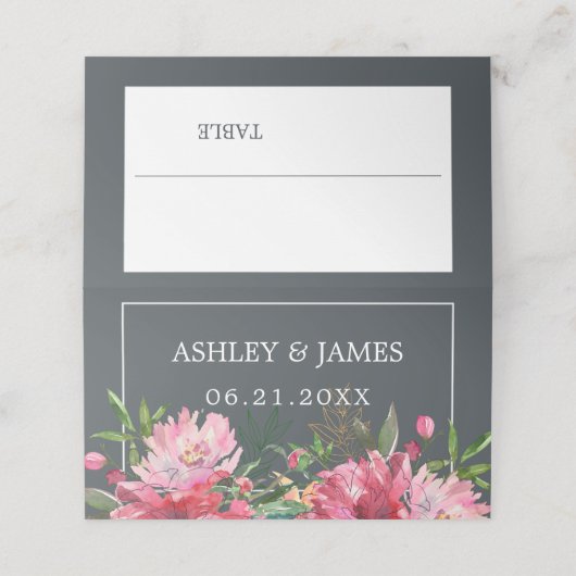 Carte De Placement Ruby Pink Peony Floral Mariage botanique (Extérieur déplié)