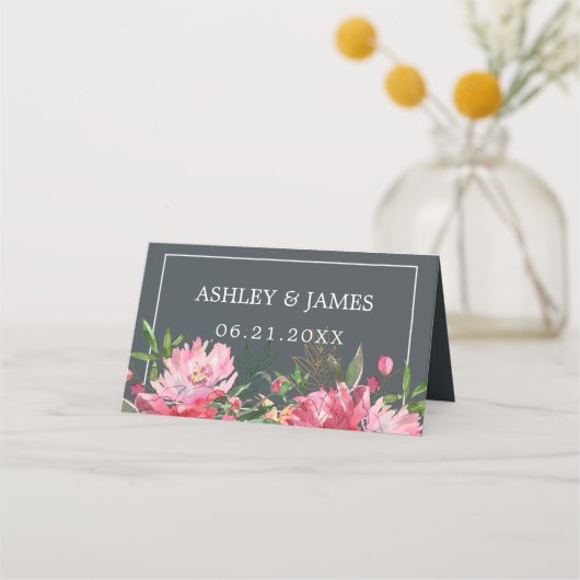 Carte De Placement Ruby Pink Peony Floral Mariage botanique (Devant)
