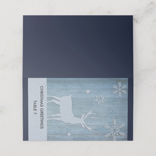 Carte De Placement Russe Bleu Bois Reindeer Pays Noël (Extérieur déplié)