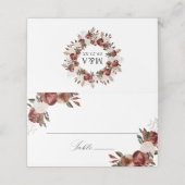 Carte De Placement Russe Bourgogne et Rose d'ivoire Mariage (Extérieur déplié)