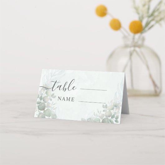 Carte De Placement Russe Eucalyptus Sage Mariage vert (Devant)