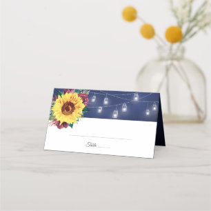 Carte De Placement Russe Tournesol Mason Jar éclaire Mariage de marin