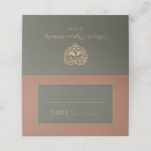 Carte De Placement Rust Olive Vert Mariage Mariée Groom Coeur (Extérieur déplié)