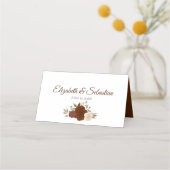 Carte De Placement Rust Orange Automne Roses Élégant Mariage Écriture (Dos)