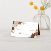 Carte De Placement Rust Orange Automne Roses Élégant Mariage Écriture (Devant)