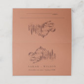Carte De Placement Rust Orange Pine Woods Mountain Sketch Mariage (Extérieur déplié)