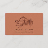 Carte De Placement Rust Orange Pine Woods Mountain Sketch Mariage (Devant)