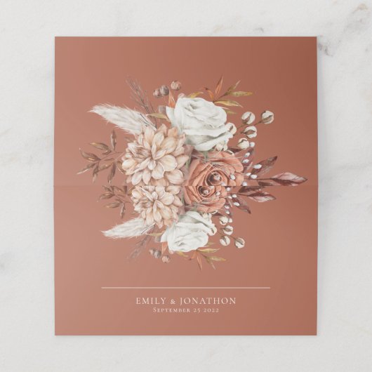 Carte De Placement Rustic Automne Florals Noms Date Rust Mariage (Extérieur déplié)