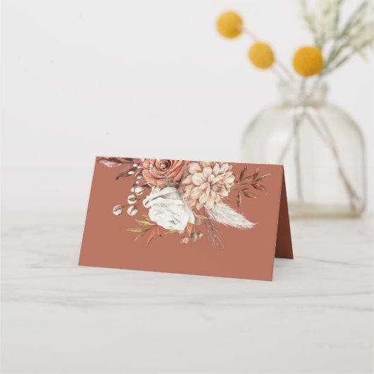 Carte De Placement Rustic Automne Florals Noms Date Rust Mariage (Dos)