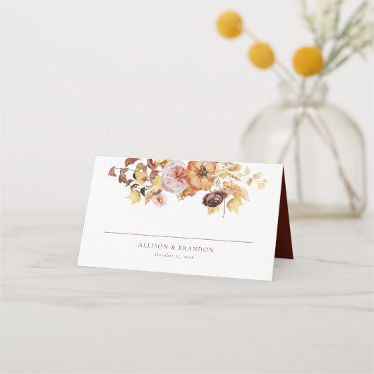 Carte De Placement Rustic Automne Mariage plié Carte Place (Devant)