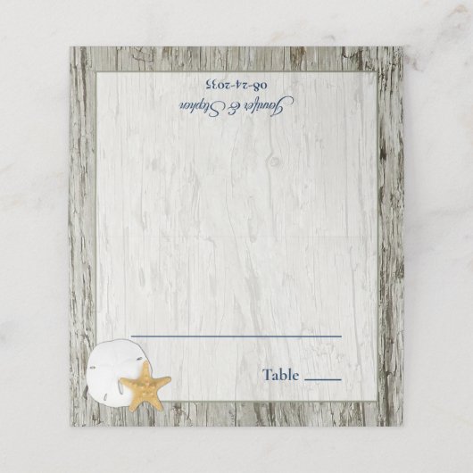 Carte De Placement Rustic Beach Driftwood Sand Mariage Dollar (Extérieur déplié)