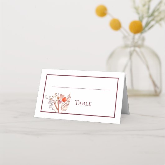 Carte De Placement Rustic Boho Chic Fleur sauvage Numéro de table (Dos)