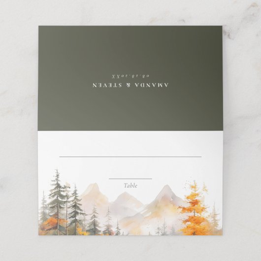 Carte De Placement Rustic Fall Mountain Pine Forest Wedding (Extérieur déplié)