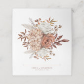 Carte De Placement Rustic Florals Noms Brown Texte Date Mariage (Extérieur déplié)