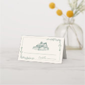 Carte De Placement Rustic Grange Emerald Green Mariage de automne (Devant)