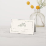 Carte De Placement Rustic Grange Sage Green Mariage de automne agrico<br><div class="desc">Illustration d'une grange rustique avec bordure d'art floral.</div>