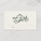 Carte De Placement Rustic Green Pine Woods Mountain Sketch Mariage (Dos)