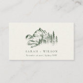 Carte De Placement Rustic Green Pine Woods Mountain Sketch Mariage (Devant)