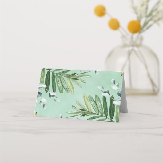 Carte De Placement Rustic Greenery Forêt de bois Bébé Animaux Fête (Dos)