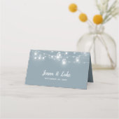 Carte De Placement Rustic String Lights Folded Wedding Place Cards (Dos)