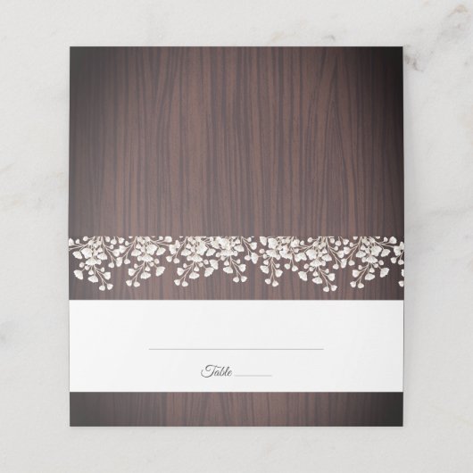 Carte De Placement Rustic Wood Babys Respire Gypsophila Mariage (Extérieur déplié)