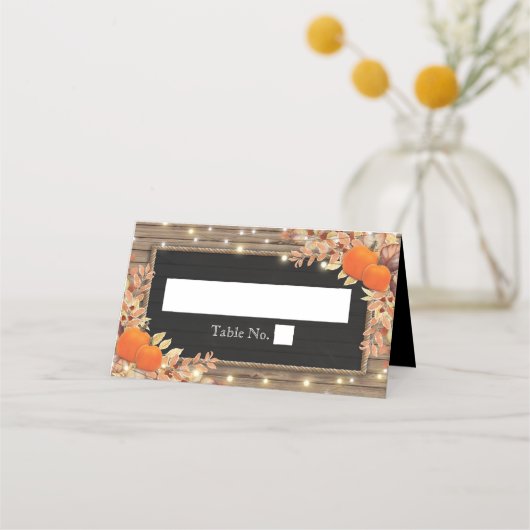 Carte De Placement Rustique Automne Automne Bois Mariage (Devant)