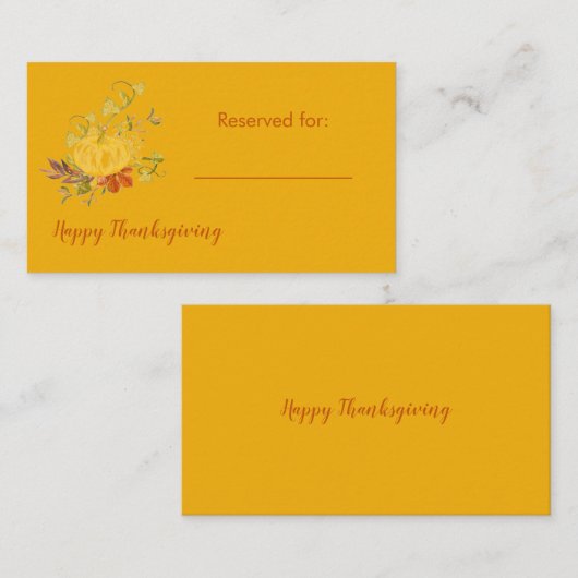 Carte De Placement Rustique Automne Automne Couleur Citrouille Thanks (Devant / Derrière)