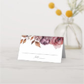 Carte De Placement Rustique Automne Marsala Floral Mariage (Devant)