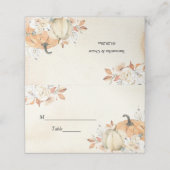 Carte De Placement Rustique Automne Orange Citrouilles & Fleurs (Extérieur déplié)