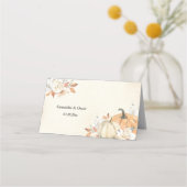 Carte De Placement Rustique Automne Orange Citrouilles & Fleurs (Dos)