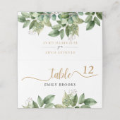 Carte De Placement Rustique Botanique Vert & Or Mariage Foliage (Extérieur déplié)