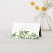 Carte De Placement Rustique Botanique Vert & Or Mariage Foliage (Dos)